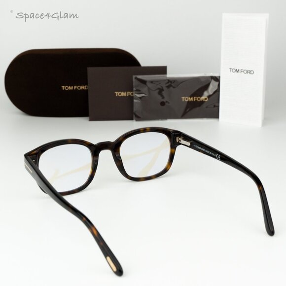 Tom Ford Men Eyeglasses Havana Blue Light Block Square FT5808 052 BRAND NEW